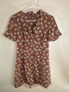 Primark Rust Floral Button-Front Mini Dress